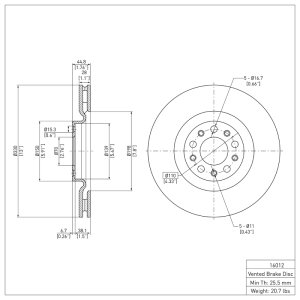 Alfa Romeo GIULIA Brake Rotor (1) - Front - DFC - Plain, OE - `17-`25 Alfa Romeo GIULIA Brake Rotor (1) - Front - DFC - Plain, OE - `17-`25