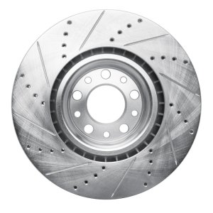 Alfa Romeo Giulia Brake Rotor (1) - Front Right - DFC - Drilled & Slotted - Silver - `17-`25 Alfa Romeo Giulia Brake Rotor (1) - Front Right - DFC - Drilled & Slotted - Silver - `17-`25