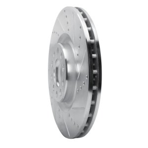 Alfa Romeo Giulia Brake Rotor (1) - Front Right - DFC - Drilled & Slotted - Silver - `17-`25 Alfa Romeo Giulia Brake Rotor (1) - Front Right - DFC - Drilled & Slotted - Silver - `17-`25