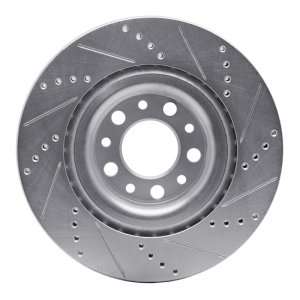 Alfa Romeo Stelvio Brake Rotor (1) - Rear Left - DFC - Drilled & Slotted - Silver - `17-`25 Alfa Romeo Stelvio Brake Rotor (1) - Rear Left - DFC - Drilled & Slotted - Silver - `17-`25