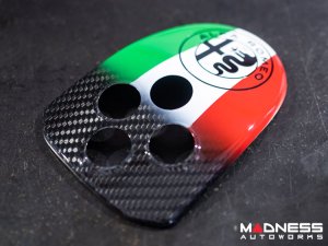 Alfa Romeo 4C Central MTA Control Cover - Carbon Fiber - Italian Theme + Alfa Romeo Badge - V2