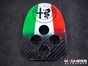 Alfa Romeo 4C Central MTA Control Cover - Carbon Fiber - Italian Theme + Alfa Romeo Badge - V2