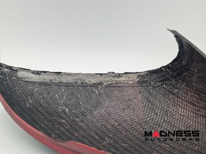 Alfa Romeo Giulia Mirror Covers - Carbon Fiber - Full Replacements - Red Stripe w/ QV Logo - Take Off