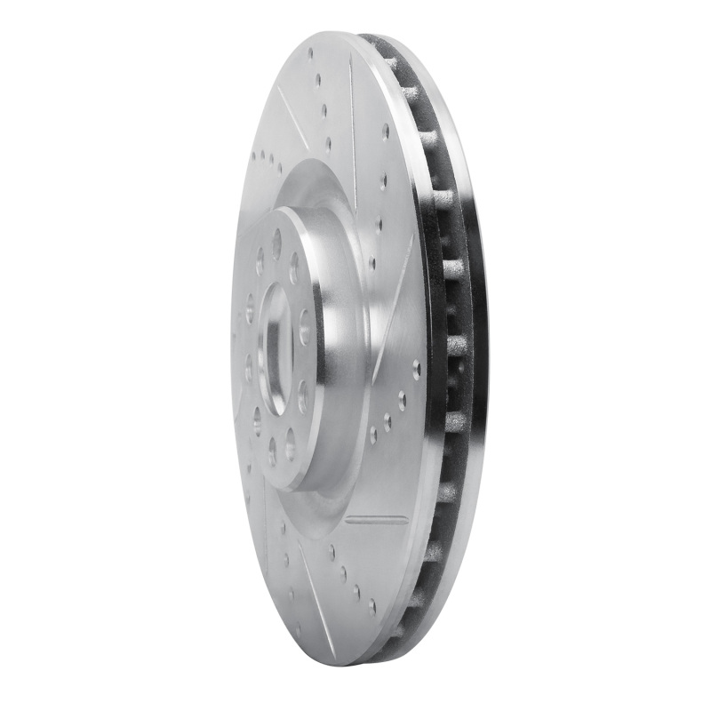 Alfa Romeo Giulia Brake Rotor (1) - Front Right - DFC - Drilled & Slotted - Silver - `17-`25 Alfa Romeo Giulia Brake Rotor (1) - Front Right - DFC - Drilled & Slotted - Silver - `17-`25