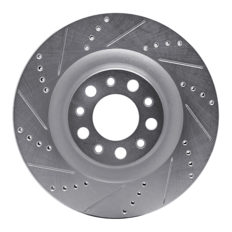 Alfa Romeo Stelvio Brake Rotor (1) - Rear Left - DFC - Drilled & Slotted - Silver - `17-`25 Alfa Romeo Stelvio Brake Rotor (1) - Rear Left - DFC - Drilled & Slotted - Silver - `17-`25