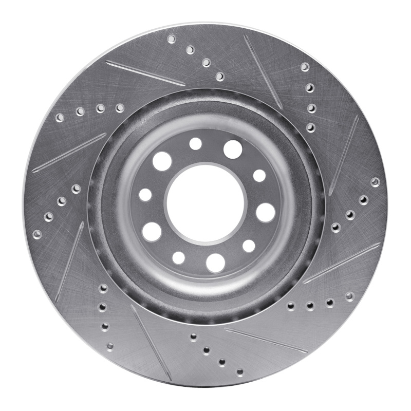 Alfa Romeo Stelvio Brake Rotor (1) - Rear Left - DFC - Drilled & Slotted - Silver - `17-`25 Alfa Romeo Stelvio Brake Rotor (1) - Rear Left - DFC - Drilled & Slotted - Silver - `17-`25