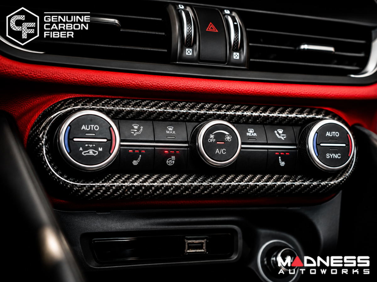 Alfa Romeo Giulia Air Conditioning Dash Bezel - Carbon Fiber - '20+ models - Feroce Carbon Alfa Romeo Giulia Air Conditioning Dash Bezel - Carbon Fiber - '20+ models - Feroce Carbon
