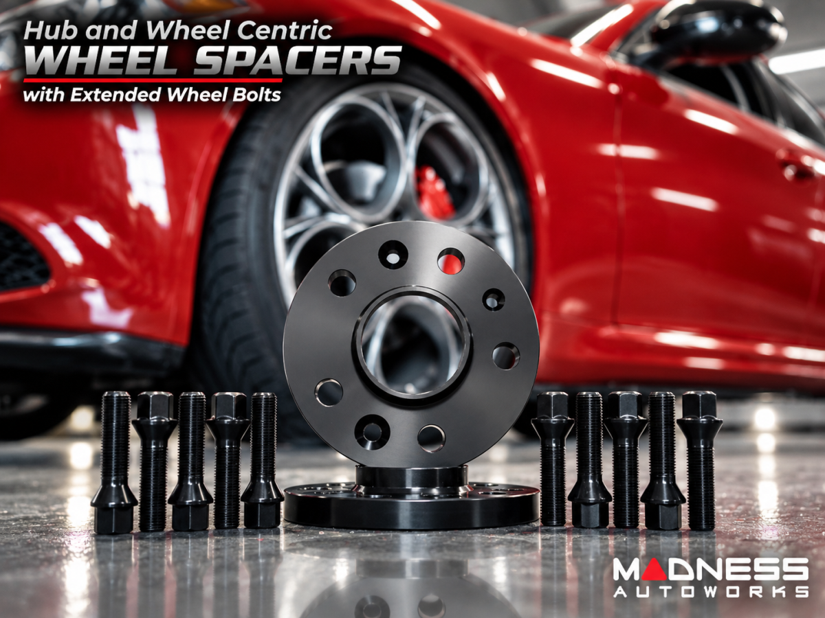 Alfa Romeo Stelvio Wheel Spacers - MADNESS - 20mm - set of 2 w/ extended bolts Alfa Romeo Stelvio Wheel Spacers - MADNESS - 20mm - set of 2 w/ extended bolts