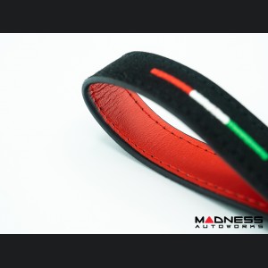 Keychain - Leather - Alfa Romeo Crest + Italian Flag