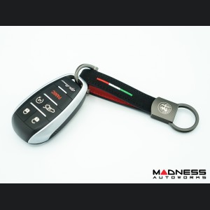 Keychain - Leather - Alfa Romeo Crest + Italian Flag