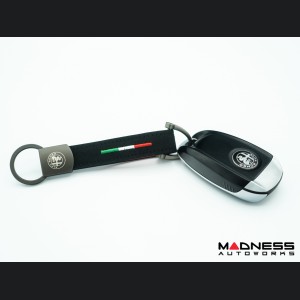 Keychain - Leather - Alfa Romeo Crest + Italian Flag