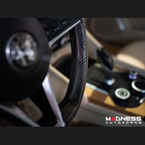 Alfa Romeo Giulia Steering Wheel Side Trim Kit - Carbon Fiber - Pre '20 models - Feroce Carbon