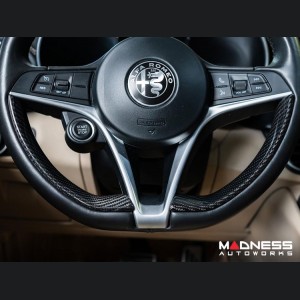 Alfa Romeo Giulia Steering Wheel Side Trim Kit - Carbon Fiber - Pre '20 models - Feroce Carbon