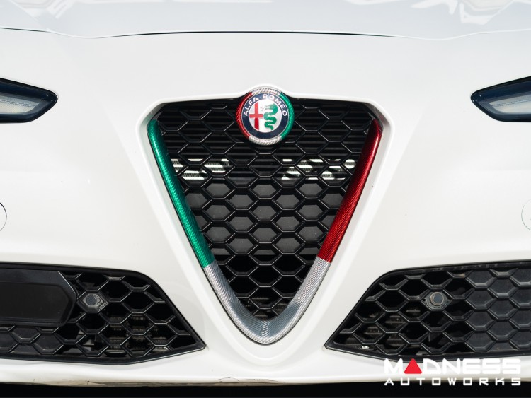 Alfa Romeo Giulia Front V Shield Grill Frame - Carbon Fiber - Italian Theme - Feroce Carbon