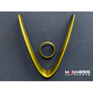 Alfa Romeo Giulia Front V Shield Grill Frame + Emblem Frame Kit - Carbon Fiber - Yellow Matte Finish