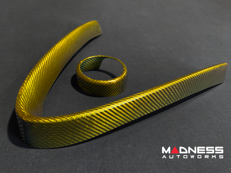 Alfa Romeo Giulia Front V Shield Grill Frame + Emblem Frame Kit - Carbon Fiber - Yellow Matte Finish
