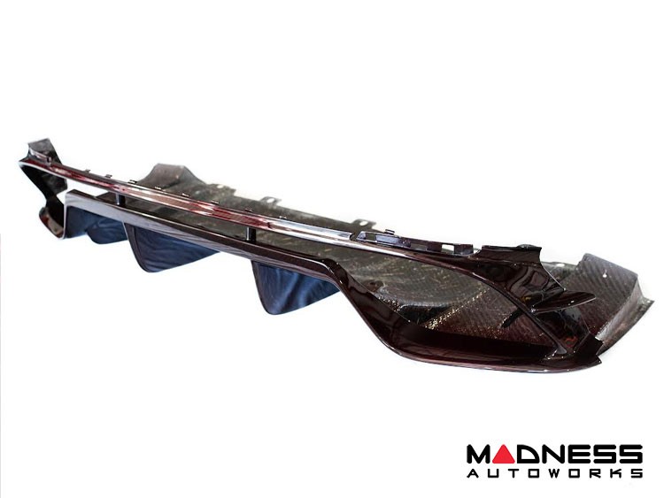 Alfa Romeo Giulia Rear Diffuser - Carbon Fiber - Quadrifoglio Model - Dark Red Candy