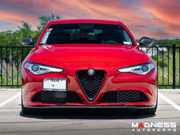 Alfa Romeo Giulia Front Spoiler - Carbon Fiber - Italia Style - Stile Italia - Base Model - V2 - Two Piece Design