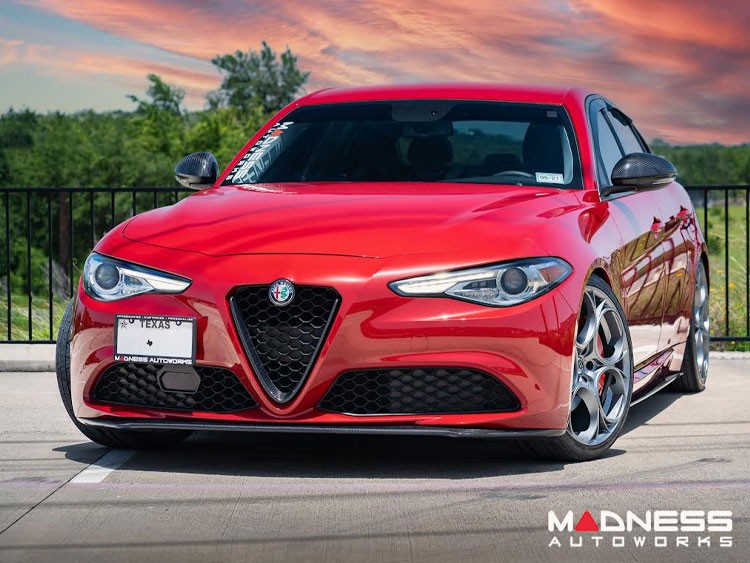 Alfa Romeo Giulia Front Spoiler - Carbon Fiber - Italia Style - Stile Italia - Base Model - V2 - Two Piece Design