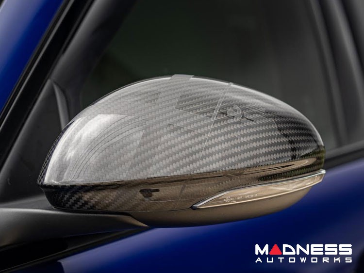 Alfa Romeo Giulia Mirror Covers - Carbon Fiber - Full Replacements - Alfa Romeo Theme