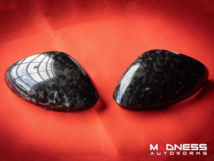 Alfa Romeo Giulia Mirror Covers - Carbon Fiber - Full Replacements - Forged Carbon - Feroce Carbon - w/ Factory Clips