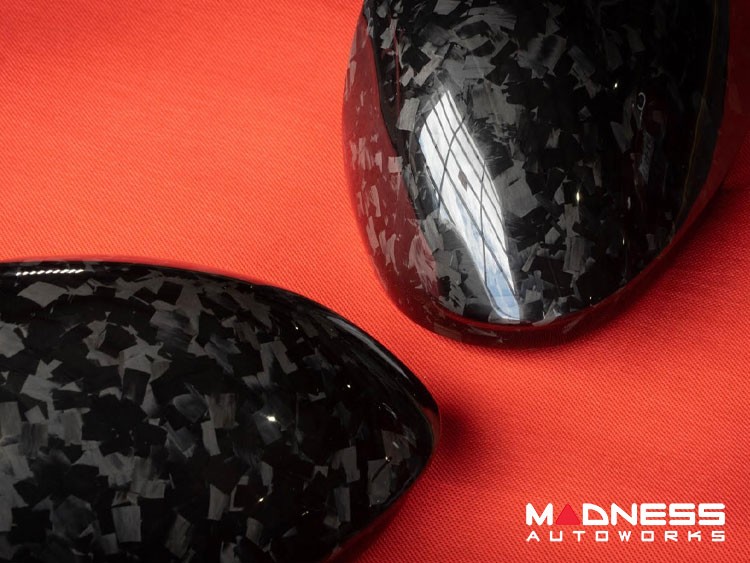 Alfa Romeo Giulia Mirror Covers - Carbon Fiber - Full Replacements - Forged Carbon - Feroce Carbon - w/ Factory Clips
