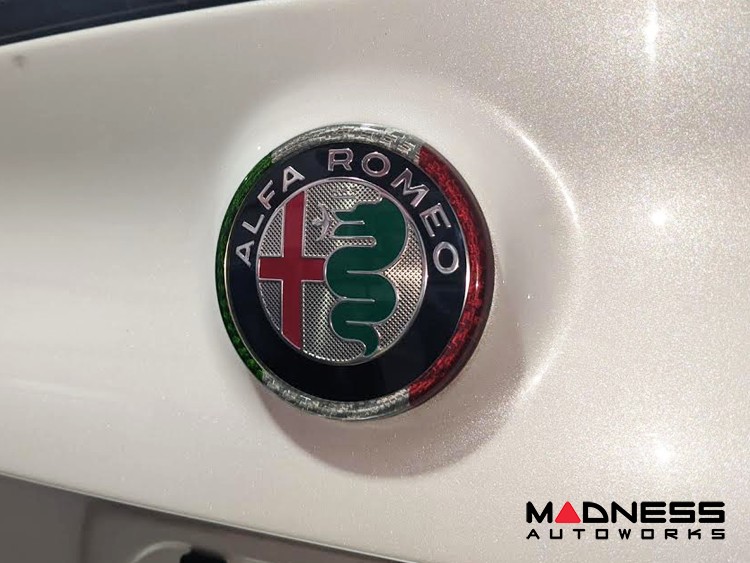 Alfa Romeo Giulia Rear Emblem Frame Trim - Carbon Fiber - Italian Theme