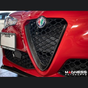 Alfa Romeo Giulia Exterior Styling Kit - 3 piece - Trunk Spoiler + V Shield Grill Frame + Emblem Frame Kit - Carbon Fiber - Feroce Carbon