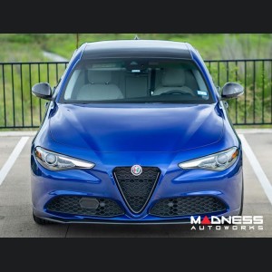 Alfa Romeo Giulia Front V Shield Grill Frame + Emblem Frame Kit - Carbon Fiber - Feroce Carbon