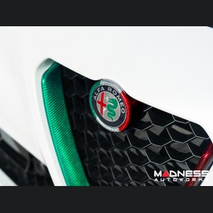 Alfa Romeo Giulia Front Emblem Frame Cover - Carbon Fiber - Italian Theme - Feroce Carbon