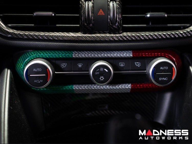Alfa Romeo Stelvio Air Conditioning Dash Bezel - Carbon Fiber - Pre '20 - Italian Theme - Feroce Carbon