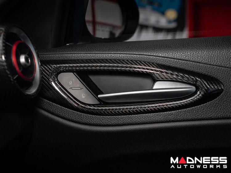 Alfa Romeo Giulia Interior Door Handle Surround Trim Set - Carbon Fiber