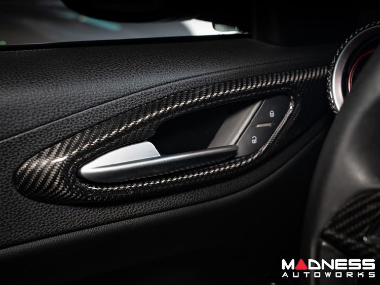 Alfa Romeo Giulia Interior Door Handle Surround Trim Set - Carbon Fiber