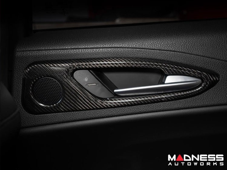 Alfa Romeo Giulia Interior Door Handle Surround Trim Set - Carbon Fiber