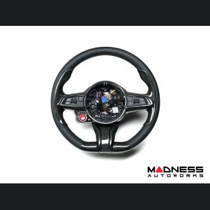 Alfa Romeo Stelvio Steering Wheel Trim - Carbon Fiber - Lower Spoke Trim - QV Model - 2020+ models - Yellow Candy