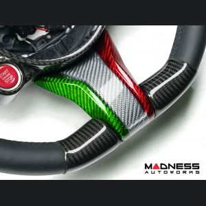 Alfa Romeo Giulia Steering Wheel Trim - Carbon Fiber - Lower Decal Trim - QV Model - 2020+ models - White Candy