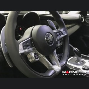 Alfa Romeo Giulia Steering Wheel Trim - Carbon Fiber - Main Center Trim Piece - White Candy - Pre '20