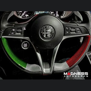Alfa Romeo Giulia Steering Wheel Trim - Carbon Fiber - Lower Side Cover Set - Italian Flag
