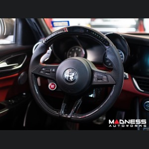 Alfa Romeo Giulia Steering Wheel - Carbon Fiber - w/ LED Functions - Alcantara - Non QV Models