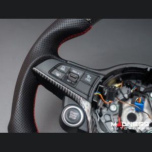 Alfa Romeo Giulia Custom Steering Wheel - Carbon Fiber - Round Top/ Flat Bottom - w/ Italian Stripe - QV Models - Alcantara
