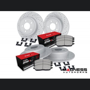 Alfa Romeo Giulia Brake Kit - 2.0L - Front + Rear - R1 Concepts - Optimum OEp Brake Pads - GEO-Carbon Drilled + Slotted Rotors