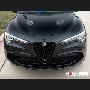 Alfa Romeo Stelvio Front V Shield Grill Frame + Emblem Frame Kit - Carbon Fiber - QV Model