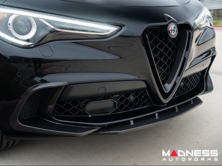 Alfa Romeo Stelvio Carbon Fiber Front Bumper Flaps - Quadrifoglio