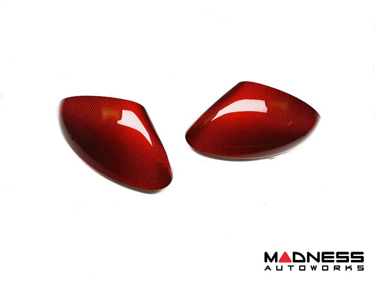 Alfa Romeo Stelvio Mirror Covers - Carbon Fiber - Full Replacement - Red Candy