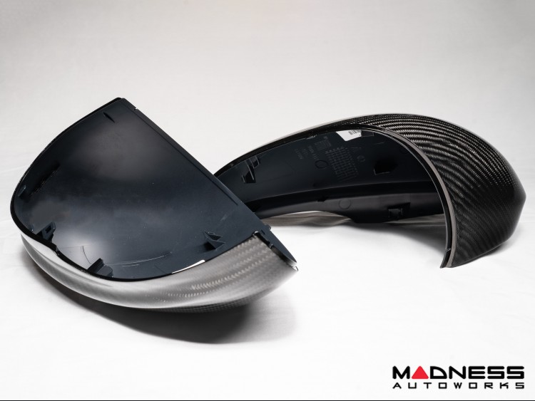 Alfa Romeo Stelvio Mirror Covers - Carbon Fiber - Full Replacements - Feroce Carbon - w/ Factory Clips 