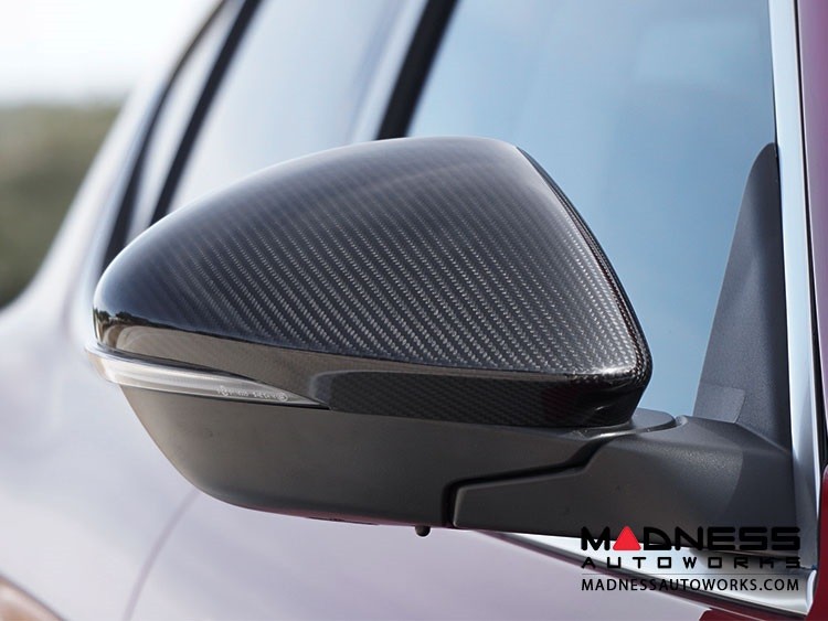 Alfa Romeo Stelvio Mirror Covers - Carbon Fiber - Full Replacements - Feroce Carbon - w/ Factory Clips 