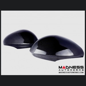 Alfa Romeo Stelvio Mirror Covers - Carbon Fiber - Full Replacements - Feroce Carbon - w/ Factory Clips 