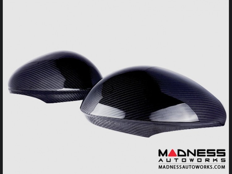 Alfa Romeo Stelvio Mirror Covers - Carbon Fiber - Full Replacements - Feroce Carbon - w/ Factory Clips 
