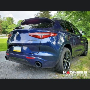 Alfa Romeo Stelvio Complete Exterior Styling Kit - Roof Spoiler + V Shield Grill Frame + Emblem Frame Kit - Carbon Fiber - Feroce Carbon