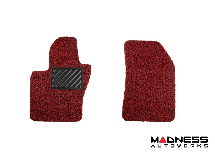 Alfa Romeo Tonale All Weather Floor Mats - Rubber Woven Carpet - Front Set - Red + Black 
